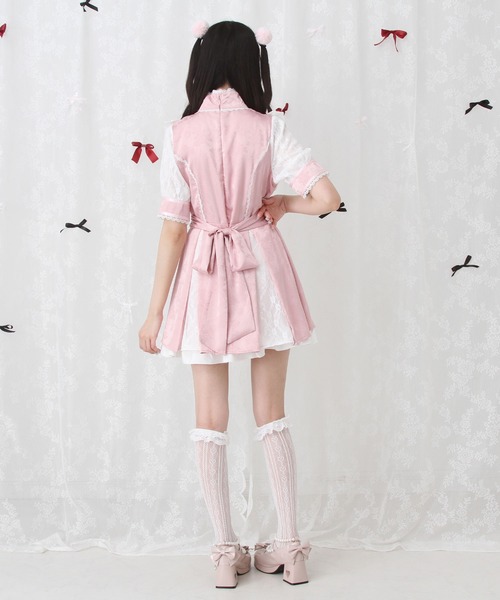 DearMyLove ワンピース チャイナ風ヨークレースフリルジャガード