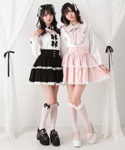 DearMyLove フリルスカート DearMyLove スカート フリルリボンたっぷり裏毛スカート : ZOZOTOWN