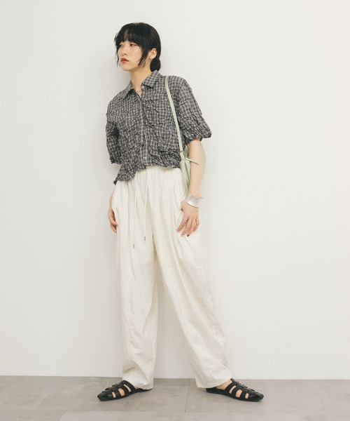 KBF ブラウス シャツ ワッシャーチェックシャツ レディース