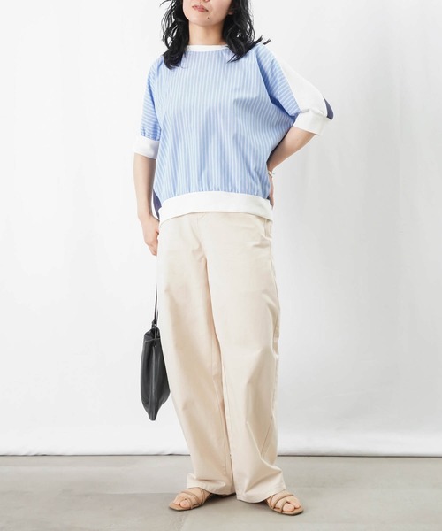 tシャツ LC/LLL ストライプ切替ドルマンT レディース LADY LUCK LUCA tシャツ LC/LLL ストライプ切替ドルマンT