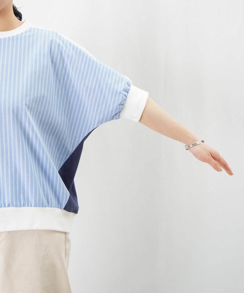 tシャツ LC/LLL ストライプ切替ドルマンT レディース LADY LUCK LUCA tシャツ LC/LLL ストライプ切替ドルマンT