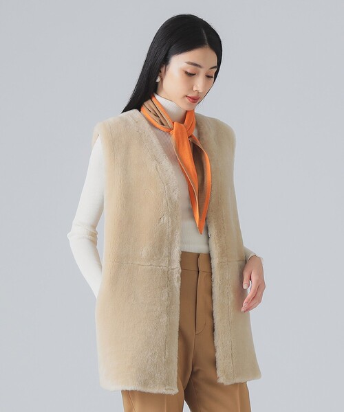 新品●GELLI ジェッリ●EFFE BEAMS ファー　ベスト ムートン ジレ EFFE BEAMS（エッフェ ビームス）GELLI / ムートン Vネック ジレ