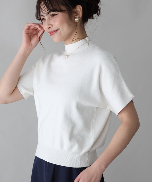 René ニット ホワイト 半袖 34 Yahoo!オークション - Rene（ルネ） バイカラー半袖ニットトップス 522