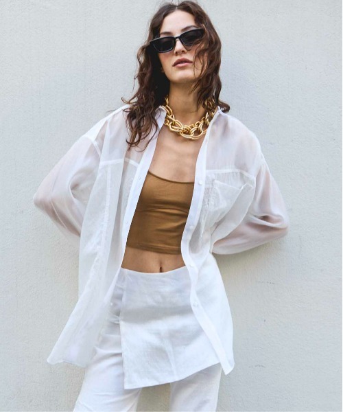 MAISON SPECIAL ブラウス シャツ Sheer Docking Oversized Shirt