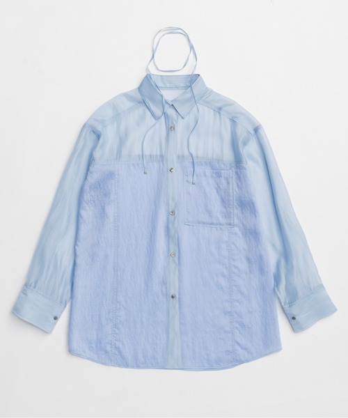 MAISON SPECIAL ブラウス シャツ Sheer Docking Oversized Shirt
