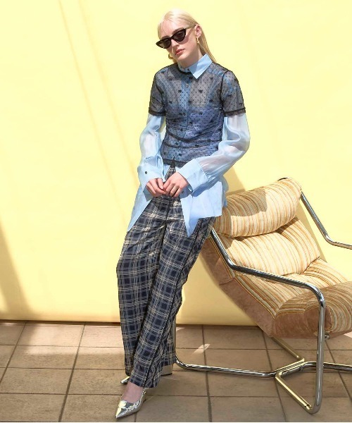 ブラウス シャツ Sheer Docking Oversized Shirt/シアードッキングオーバーシャツ「MAISON SPECIAL/メゾンスペ Sheer Docking Oversized Shirt/シアードッキングオーバーシャツ