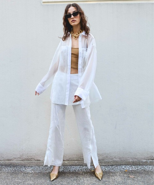 MASION SPECIAL シアー 解体 シャツ ブラウス MAISON SPECIAL ブラウス シャツ Sheer Short Length Shirt