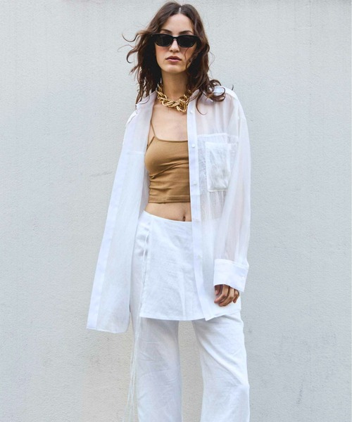 MAISON SPECIAL ブラウス シャツ Sheer Docking Oversized Shirt