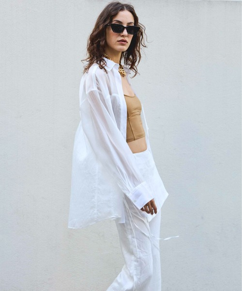 MAISON SPECIAL/メゾンスペシャル　シアーメッシュオーバーシャツ MAISON SPECIAL シャツ 「UNISEX」Crochet Like Mesh Prime-Over