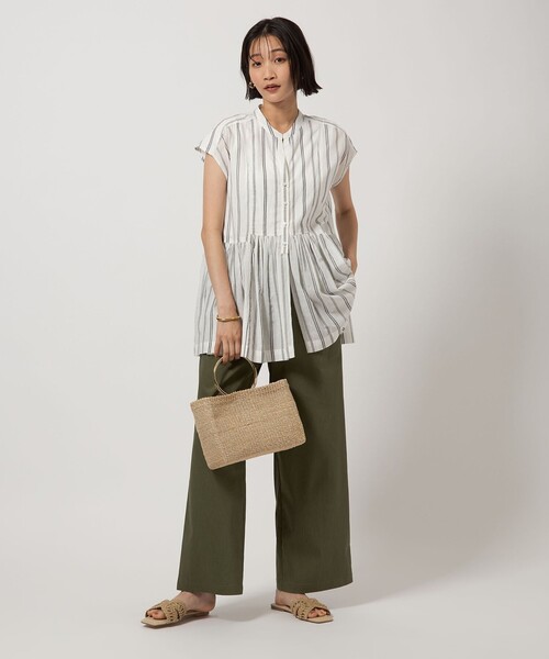 ブラウス シャツ ボイル ギャザー ハオリ ショートスリーブ ブラウス レディース UNITED ARROWS green label relaxing｜ボイル ギャザー ハオリ