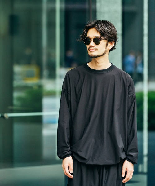 ブラックカラースポーツウェアセット伸縮性のある素材Summer Fashion SUNNY SPORTS（サニースポーツ） tシャツ DRAWSTRING BIGGEST CREW L/S