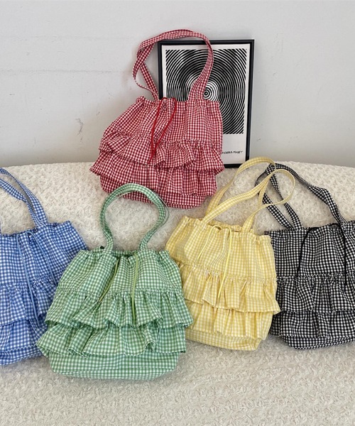 Mignonjour トートバッグ Mignonjour/フリルチェック柄トートバッグ