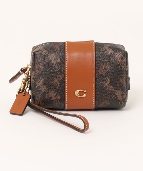 COACH コーチ アクセサリーポーチ ブラウン系 オプアート ホースキャリッジ COACH（コーチ） ポーチ エッセンシャル ミニ コスメティック ポーチ