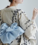 兵児帯 単品 本麻小千谷縮 水色 レディースの詳細画像4