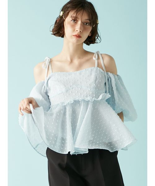 ブラウス シャツ 3wayジャガードペプラムビスチェ レディース