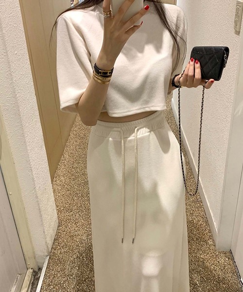 【美品】セットアップトップス&スカート セットアップ クロップドトップス＆ロングスカート レディース