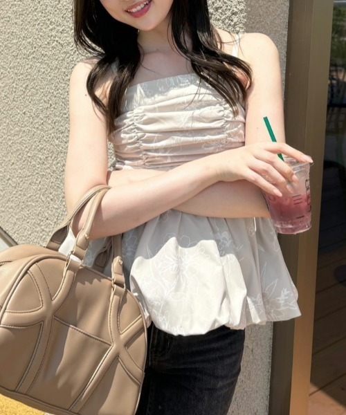 ブラウス シャツ ペプラムベアトップス 夏服 レディース