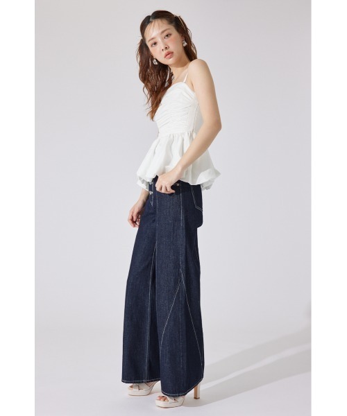 rienda ブラウス シャツ ペプラムベアトップス 夏服 レディース