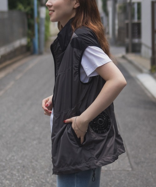 NAVY ベスト ジレ NAVYファン付きベスト「空調風神服(R)」×「EXFROZEN