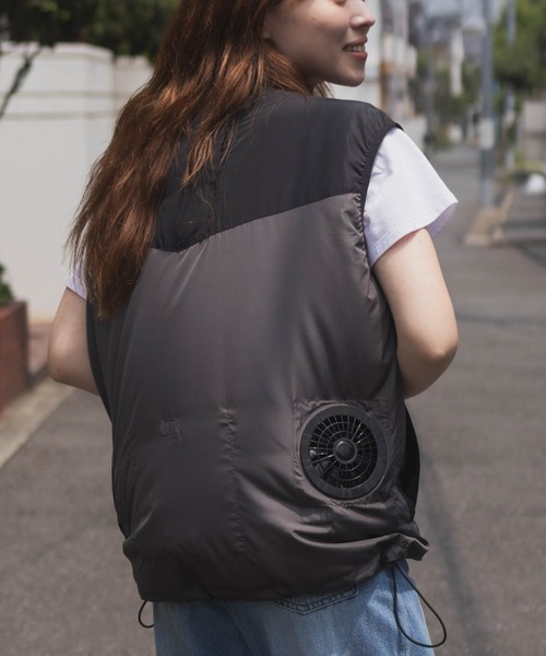 NAVY ベスト ジレ NAVYファン付きベスト「空調風神服(R)」×「EXFROZEN