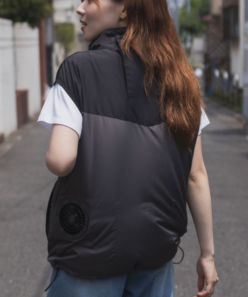 NAVY ベスト ジレ NAVYファン付きベスト「空調風神服(R)」×「EXFROZEN