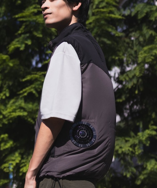 NAVY ベスト ジレ NAVYファン付きベスト「空調風神服(R)」×「EXFROZEN