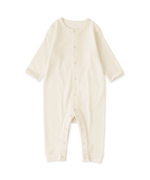 ベビー ベビー　脇に縫い目のないフライス編み長袖カバーオール | 無印良品 | 01