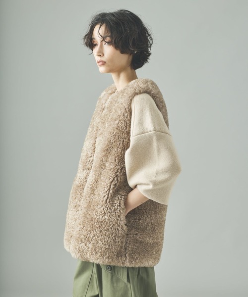 Curensology クリーム色 ファーベスト Curensology｜ショートファーベスト | Rakuten Fashion(楽天