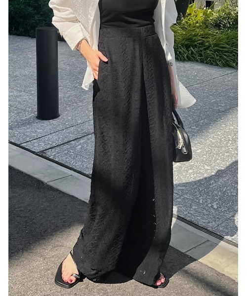 レディース ドロストパンツ Re:EDIT パンツ 「低身長/高身長サイズ有」カットレースドロスト