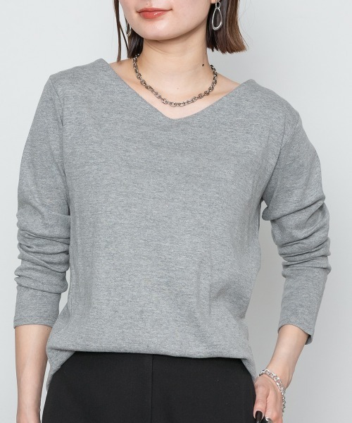 RCD tシャツ 「着回し抜群」無地ロングVネックTシャツ レディース