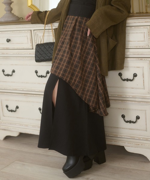 Ambre Neige（アンブルネージュ） ロング スカート plaid pattern slit