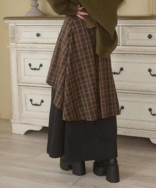 スカート draw drawers Eyelet Knit Pajama Skirt Ambre Neige（アンブルネージュ） ロング スカート plaid pattern slit