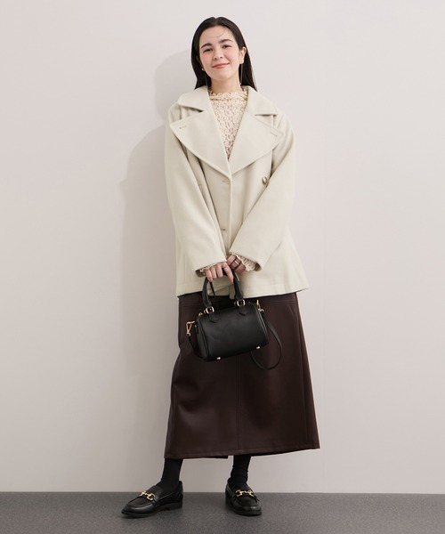 ⭐︎週末最終値下⭐︎美品保管ADORE ウールコート ピーコート¥22000 Abor ピーコート pコート 「Abor」フェイクウールミドルコート