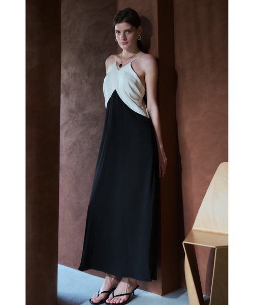 Estella.K ワンピース Clara Two-Tone Dress Vネックバイカラードレス