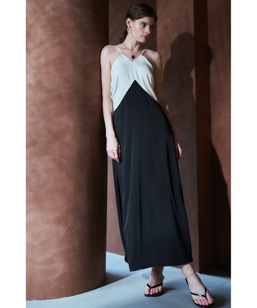 Estella.K ワンピース Clara Two-Tone Dress Vネックバイカラードレス