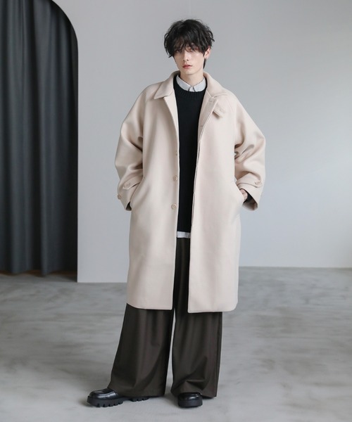 自由区★ダブルフェイス アシンメトリー ビッグカラーコート ビッグシルエット ウールカシミヤダブルフェイス ビックカラーコート | maison