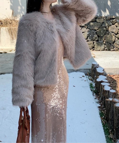 コート アウター ノーカラーエコファージャケット レディース