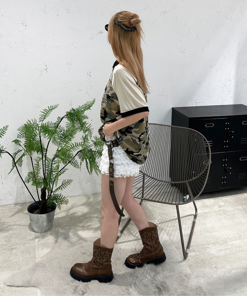 「sedacle girl」 半袖カットソー FREE カーキ レディース_画像5