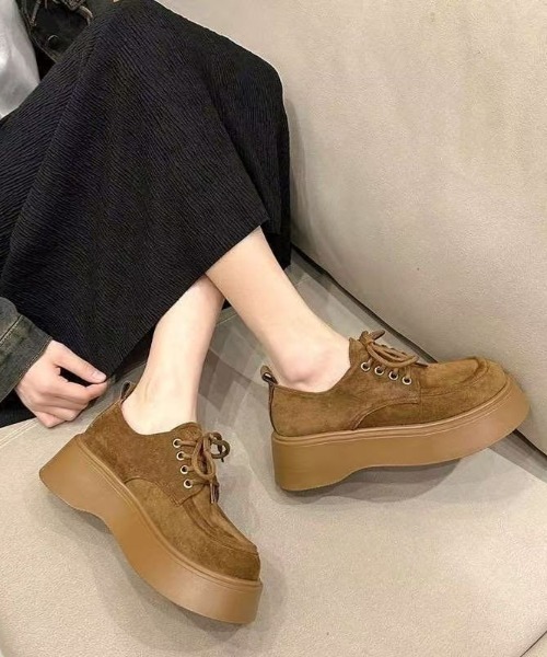 ブーツ スエード厚底レースアップシューズ レディース : ZOZOTOWN