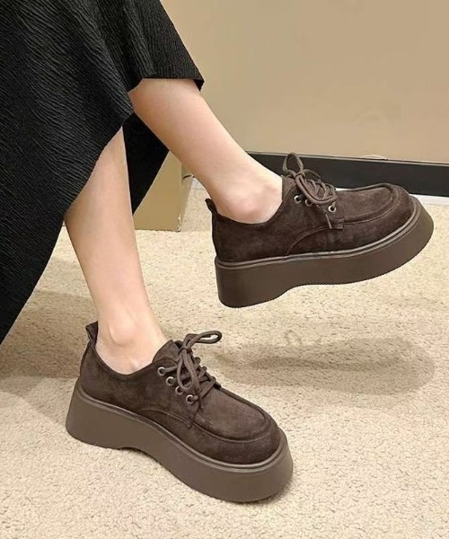 ブーツ スエード厚底レースアップシューズ レディース : ZOZOTOWN