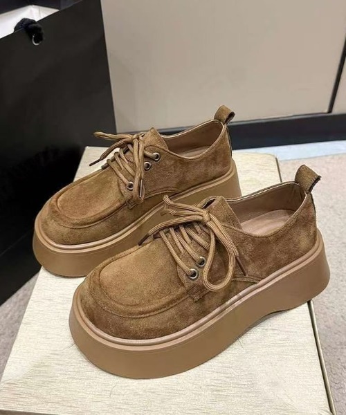 ブーツ スエード厚底レースアップシューズ レディース : ZOZOTOWN