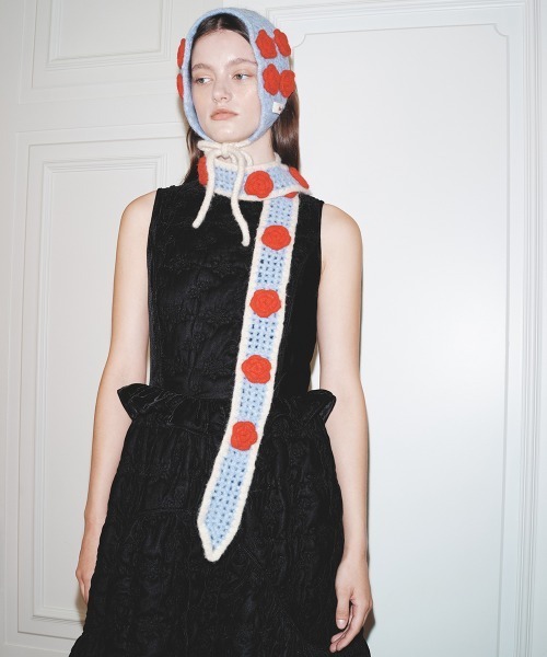 clor マフラー ストール HAND-MADE CROCHET FLOWER SCARF レディース