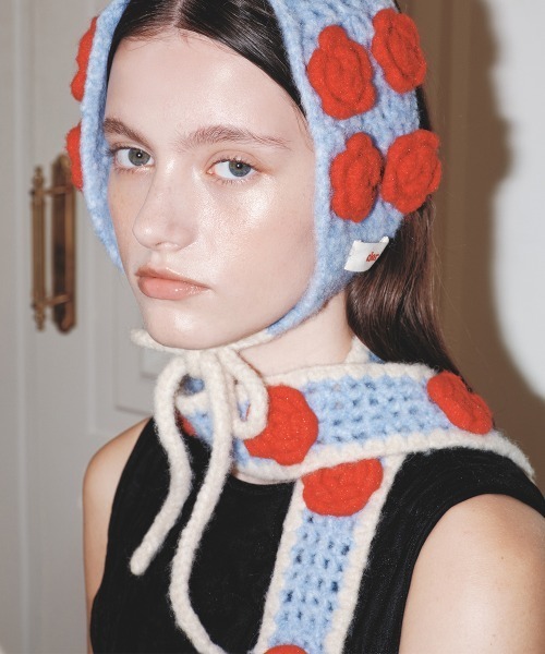 clor マフラー ストール HAND-MADE CROCHET FLOWER SCARF レディース