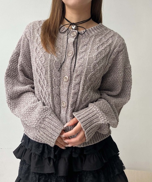 未使用☆定価2.3万☆アズノウアズドゥバズ　ケーブルニットカーディガン　ネパール AS KNOW AS（アズノゥアズ） カーディガン前後着用可能 ケーブル編み