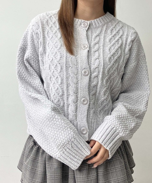 AS KNOW AS（アズノゥアズ） カーディガン前後着用可能 ケーブル編み