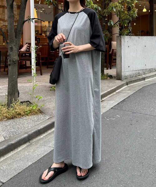 「DISCOAT」 半袖ワンピース MEDIUM グレー レディース_画像6