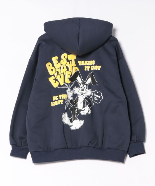 パーカー 「バックキャラ×ゆるストリート」レディース 裏起毛 ジップ