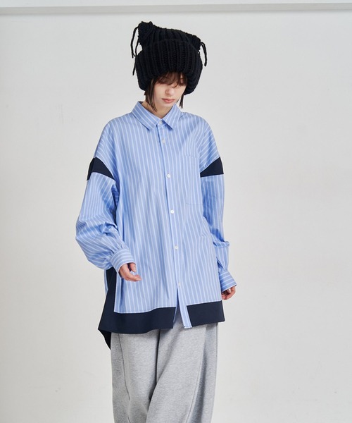 SeeSew シャツ 「UNISEX」BLOCKING STRIPE SHIRTS/ブロッキング