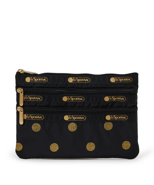 LeSportsac（レスポートサック） ポーチ 3ZIP COSMETIC ゴールド