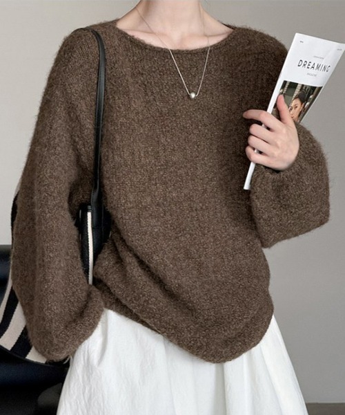 ニット セーター バルーンスリーブニットトップス レディース
